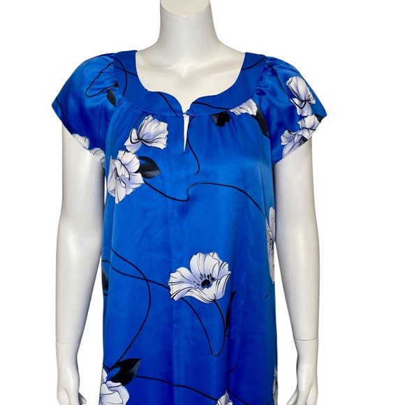 Vintage Nani of Hawaii Muumuu Maxi Dress Kaftan Size 12 Cap Sleeves Floral - Picture 2 of 7